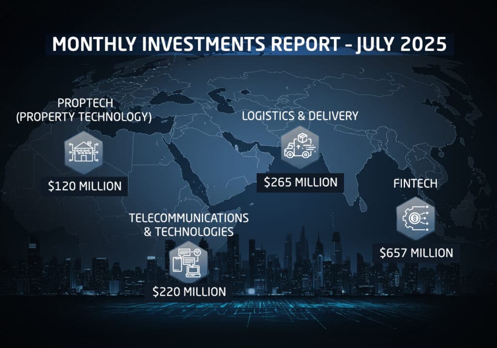 The startup ecosystem in the Middle East and North Africa (MENA) witnessed diverse activity throughout July 2025, with notable funding rounds and acquisitions across key sectors including FinTech, logistics, real estate, healthcare, and deep tech.